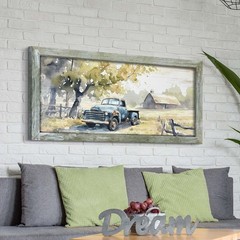 Framed Rustic Barn Wall Art: Large Farm Wooden Country Farmhouse Truck Painti…