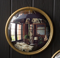 Convex Wall Mirror 10″ Round Gold Framed Antique Vintage Style