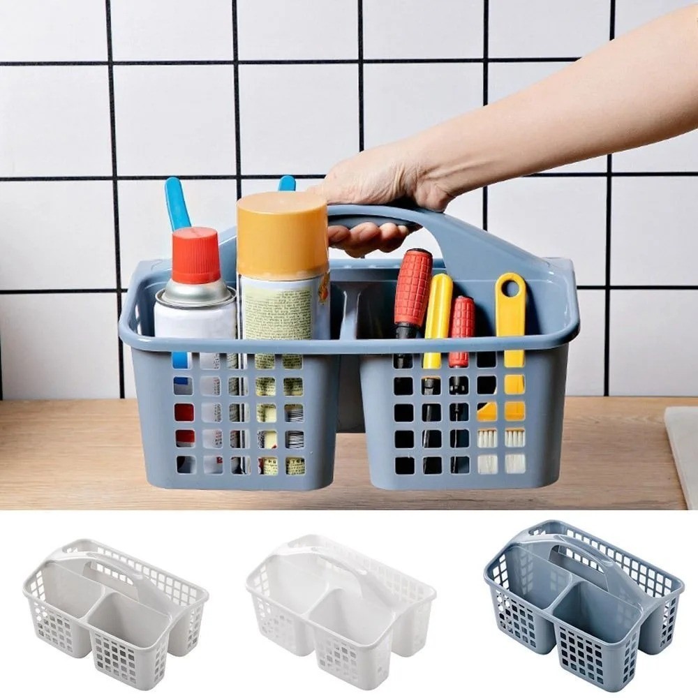 Portable Plastic Shower Basket Simple Functional Hollow Out Storage Basket WasAA