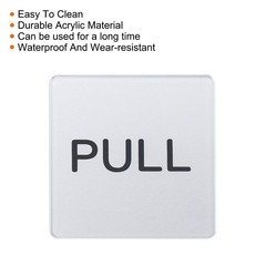 2Pcs Push Pull Door Sign Adhesive Square Acrylic Sticker Marker Silver