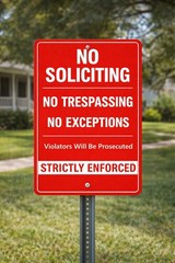 No Soliciting No Trespassing Sign 8×12 Aluminum Metal | No Exceptions | Violator