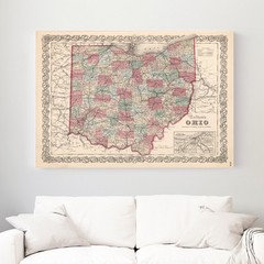 Old Map of Ohio 1861 – Vintage Ohio Art