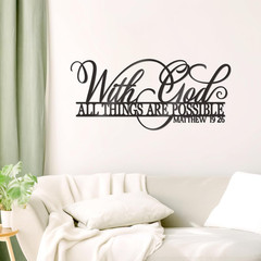With God All Things Are Possible Metal Wall Art Sign Inspirational Scripture