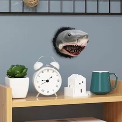 Resin Shark Head Wall Sculpture Decoration Scary Shark Head Ornament for Wall