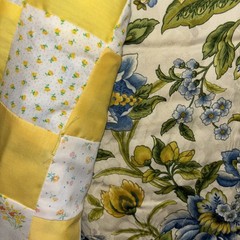 Sunny Yellow Patchwork Hap/Throw Approx 38”x42”