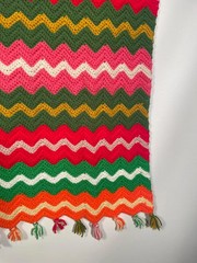 Vintage 1970s Funky Bright Bold Sofa Throw Afghan Baby Blanket Crib Blanket