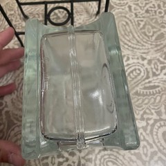 S Perry Sleeping Cat Glass glowBlock Decor Metal Stand Made in Germany Clear