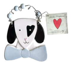 Department 56 Sandra Magsamen Dog Ornament Plaque Wall Hanging Puppy Blue Bow