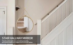 9.8 Inch Small Vintage Gold Round Wall Mirror with Sparrow Design-Iron Framed Mi