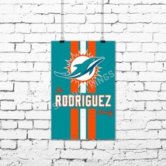 Personalized Miami Dolphins Family Name Football Poster Art Print- 11×17 inches