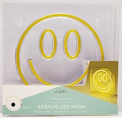 West & Arrow Smiley Face LED Neon Light Wall/Desk Plug-In Power Acrylic Age 13+
