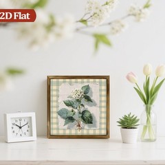 Plaid White Flower Wooden Plaque Creamy Rustic Torn-edge Botanical Home Wall Art