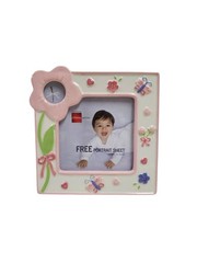 JCPenny hair strand & baby portrait flowers, hearts & butterflies ceramic frame