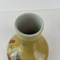 Gold Porcelain Chinese Vase Hand Painted Floral 7.5”