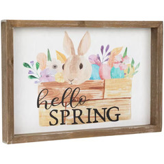 Hello Spring Easter Bunny Wall Sign-7.75 In.