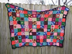 Vintage Crochet Wool Patchwork Blanket Plaid Throw Granny Square Handmade 56×41