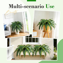 2 Pack 45″/60 Leaves Large Fake Ferns, UV Resistant Outdoor Artificial Plants Fa