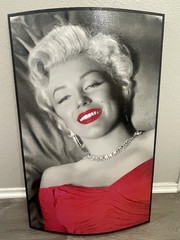 Black And White With Pop Red Wooden Wall Art Texture Face Marilyn Monroe 34×22