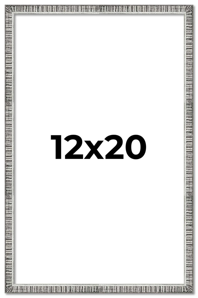 12×20 Frame Silver Grey Distressed Solid Wood Picture Frame | 0.75 Inch Moulding