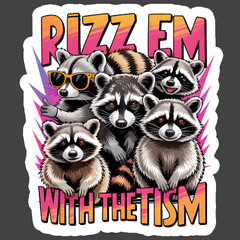 Raccoon Sticker Vinyl Decal Rizz Em With The Tism Funny Autism Meme Humor
