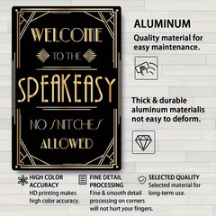 Art Deco Welcome to the Speakeasy Retro Metal Sign Prohibition Bar Lounge Decor