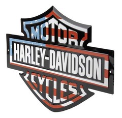 Harley-Davidson Americana Flag Bar & Shield Logo Metal Tin Sign, Black