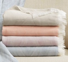 Sferra Glima Silver Throw Blanket Fringed Lightweight Soft 51″x 70″ Italy NEW