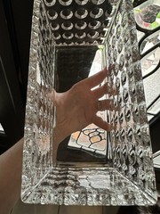 STUNNING Bubble Design Modern Clear Glass Rectangle Storage Vase planter Decor