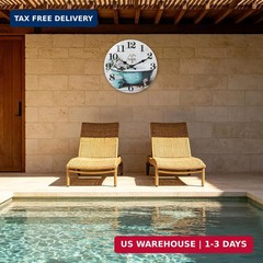 Bathroom Wall Clock,Rustic Style Waterproof Glass Shower Clock Wall Clock for Ba