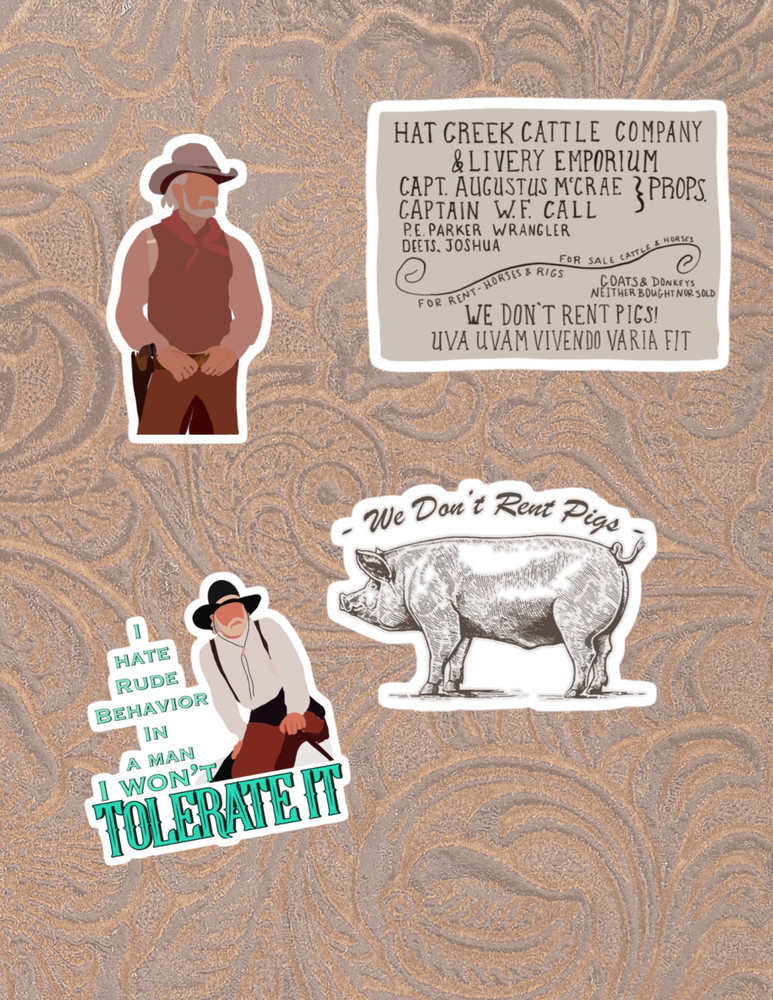 The Lonesome Dover Western 4pc Sticker Pack