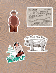 The Lonesome Dover Western 4pc Sticker Pack