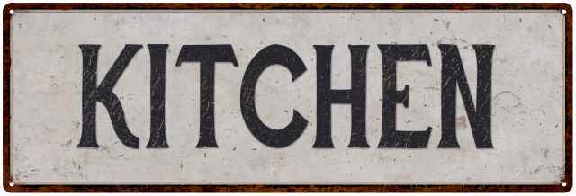 Kitchen Vintage Look Reproduction Black on White Metal Sign 106180023005