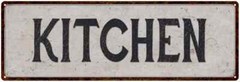 Kitchen Vintage Look Reproduction Black on White Metal Sign 106180023005