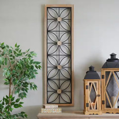 50 In. X 15 In. Black Metal Farmhouse Geometric Wall Decor