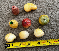 💎 ITALIAN CARVED STONE FRUIT SET • 11 PCS • MIXED COLORS • ALABASTER & MARBLE