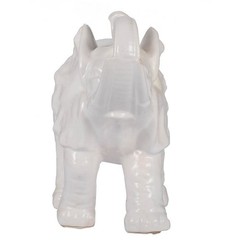 9 inch Home Decorative Trumpeting Elephant Accent Figurine White Dolomite Small