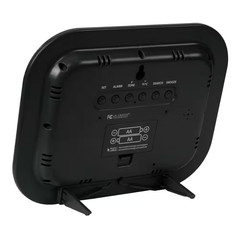 7 In. H Digital Atomic Black Wall Clock with Indoor Temperature