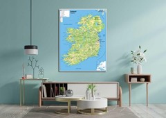 Ireland Physical Map – 16.5 x 23.3 inches – Paper Laminated