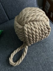 6″ Monkey Fist Knot Ball Nautical Door Stop Hanger Loop Jute Rope Heavy 4lb 12oz