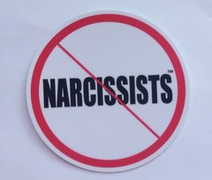 No Narcissists Sticker Round White/Red Circle 3.00″ x 3.00″ Custom Die-cut 