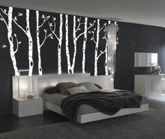 Birch Tree Wall Decal Forest with Birds and Deer Vinyl Sticker Removable Nursery