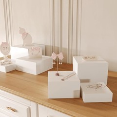 3PK Acrylic Buffet Riser Nesting Table Food Decor Display Stand Cube Shelf White