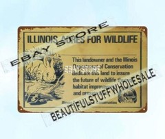 ILLINOIS ACRES FOR WILDLIFE NO HUNTING BUNNY RABBIT WILDLIFE metal tin sign