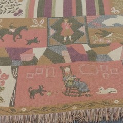 Woven Tapestry Throw Blanket Patchwork Americana Fringe Reversible Pastel VTG