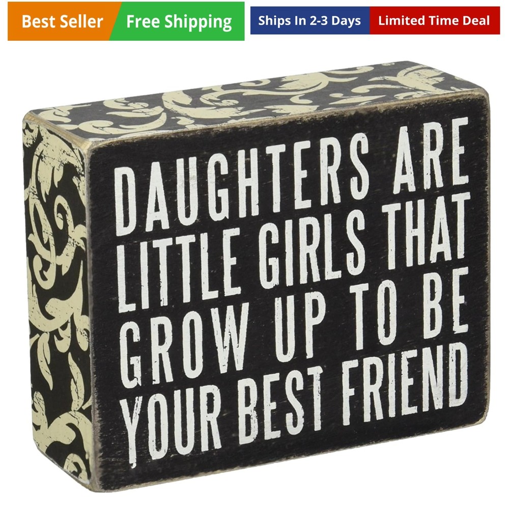 Floral-Trimmed Box Sign, 5 x 4-Inches, Daughters are