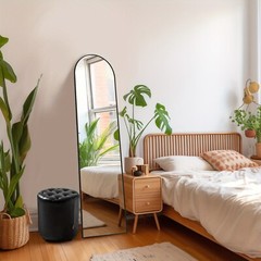 Full Length Floor Mount Mirror. Aluminum Alloy Frame Arch HD For Bedroom