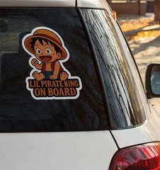 Baby on Board Luffy Decal Chibi Kawaii “Little Pirate King on Board” 3–7″ Tall U