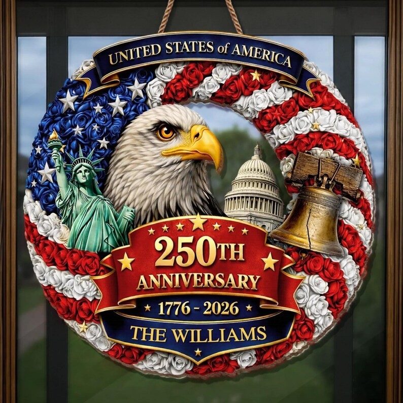 American Freedom Years Wooden Sign Patriotic Decor Home Wall Art Gift