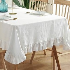 Cotton Linen Solid Color Tablecloth Farmhouse Dining White Tables Cover, Soft