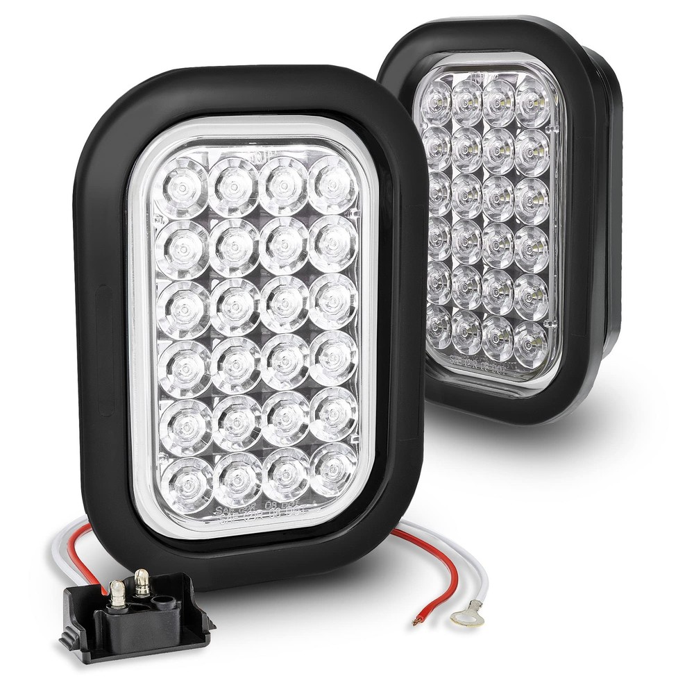 TRUE MODS 2pc White 5×3 3×5 Inch Rectangle LED Trailer Tail 2 Pack,